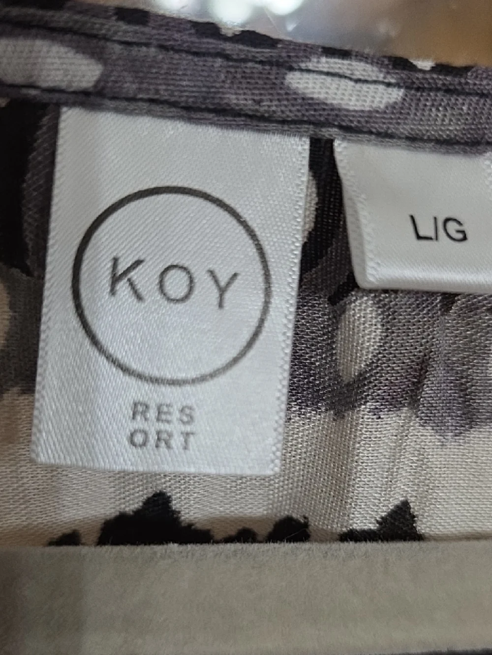 Koy Resort Women's Beach‎ Cover Up Tunic Black/Gray/White Pattern Block Sz L EUC
